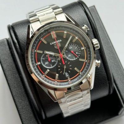 Tag Heuer Watch Bands Replacement Carrera  VK Quartz Movement Black Dial Steel Watch